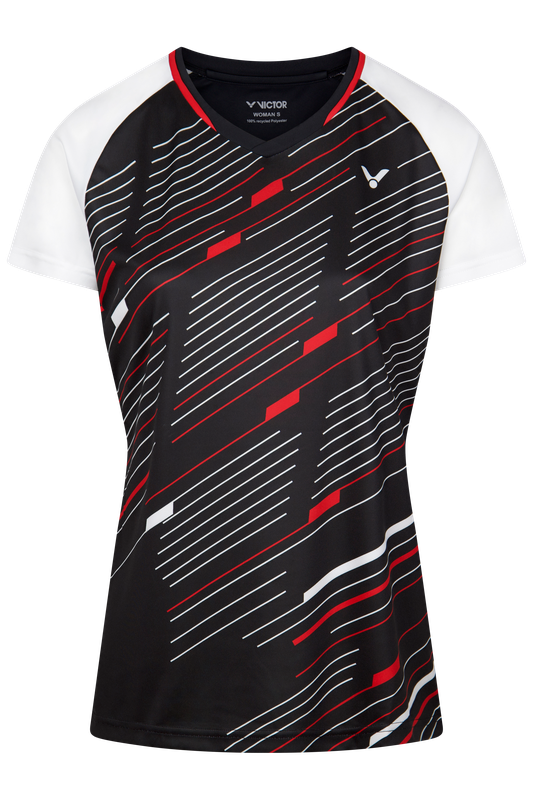 VICTOR T-SHIRT  T-44101 C BLACK/RED WOMENS